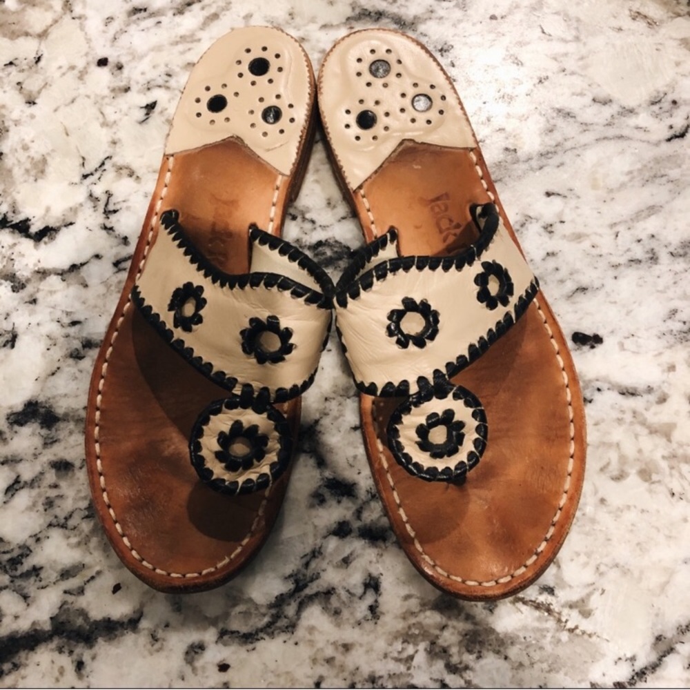 Jack Rogers Hampton Sandal navajo tan black Size 6